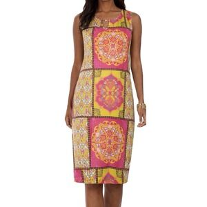 MONROE & MAIN Shift Dress sz 1X Multicolor Print Sleeveless Stretch Boho Chic